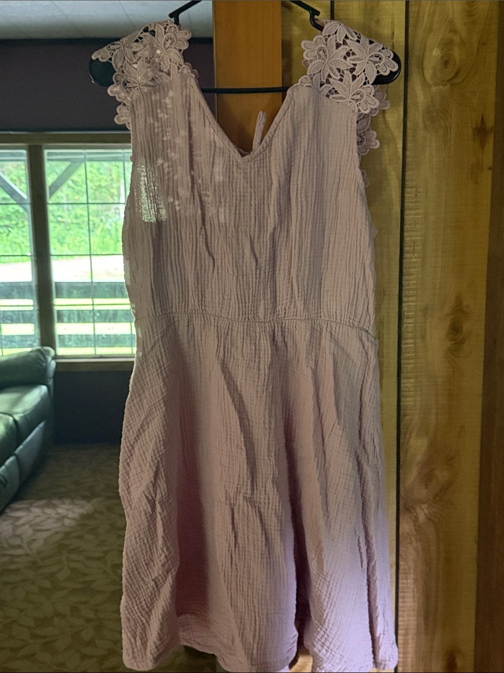 Maurices Light Mauve Pink Maxi Dress with Lace Shoulders